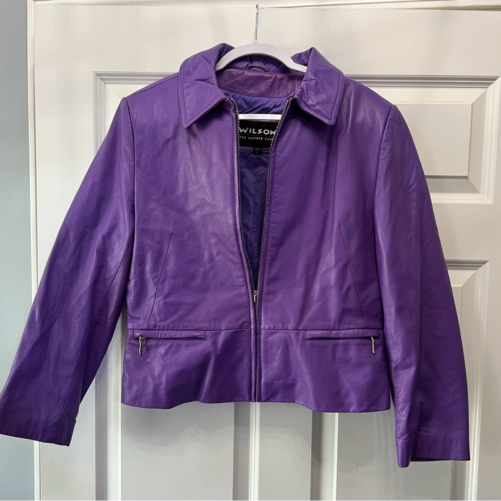 Wilson’s genuine leather coat purple